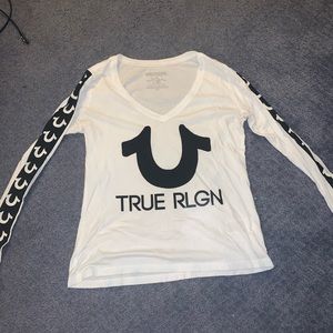 White True Religion Long Sleeve T shirt
